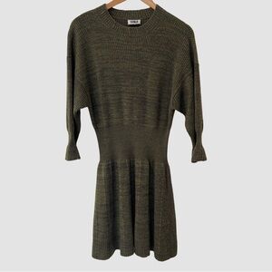Sonia By Sonia Rykiel Wool Green Long Sleeve Knit Short Dress M